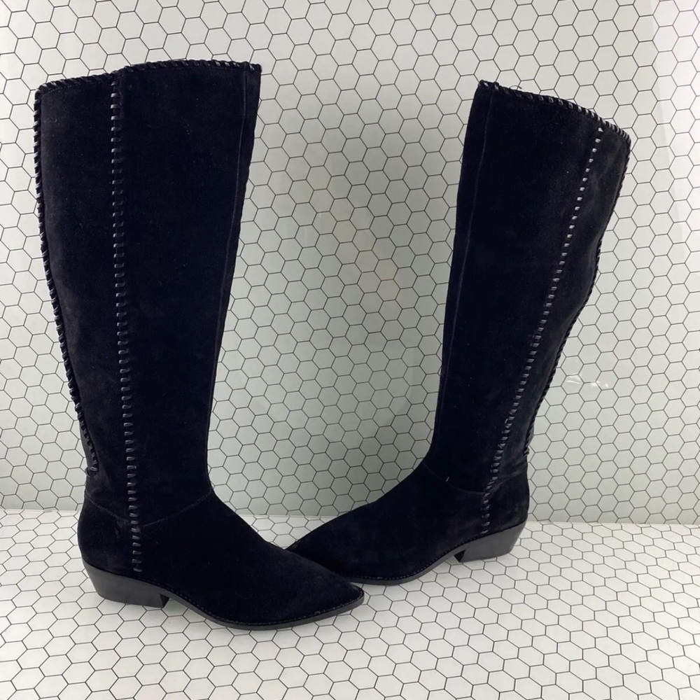Black Suede Knee High Boots Women‘s Size 8.5M